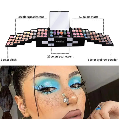 Makeup Case Set Kit-Ultimate Color Combination-Holiday Gift Set Cosmetic Eye Shadow Lip Gloss Blush Brow Combo Palette