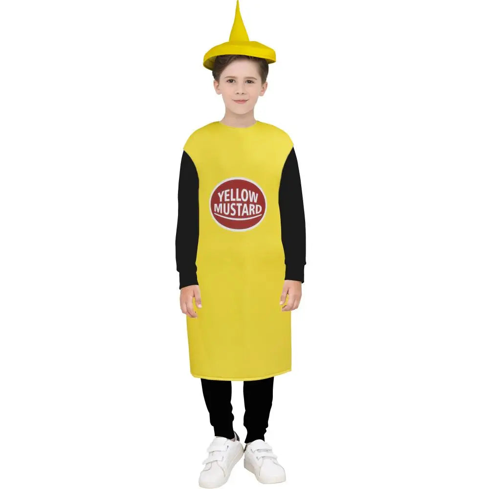Red Tomato Delicious Ketchup Costume Adult Boy Girl Funny Disguise Suit Yellow Mustard Halloween Cosplay Party Clothes