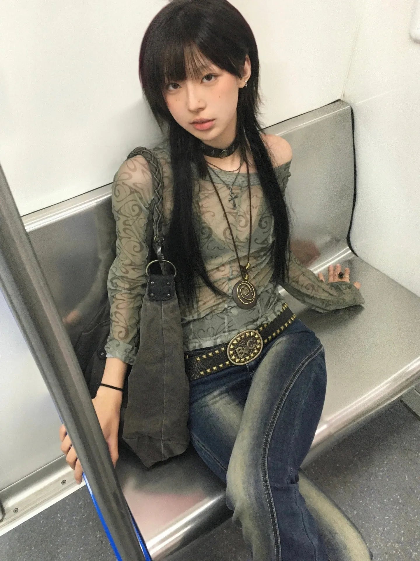 Grunge Aesthetics Mesh Tops Japanese Y2k Sheer Tops Vintage Harajuku See Through Crop Top Korean Fashion Tie Dye T-shirt