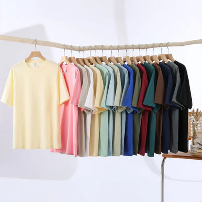 Oversized Summer T shirts for Women Men Brown Casual Female Korean Streetwear Tees Unisex Basic Solid Young Cool Tops