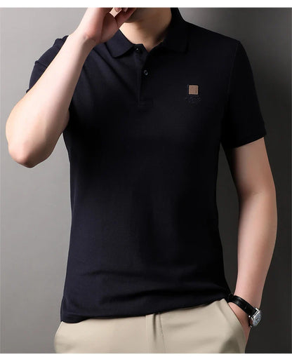 High end brand 100% cotton polo shirt short sleeved men's 2024 summer fashion embroidery comfortable breathable casual T-shirt