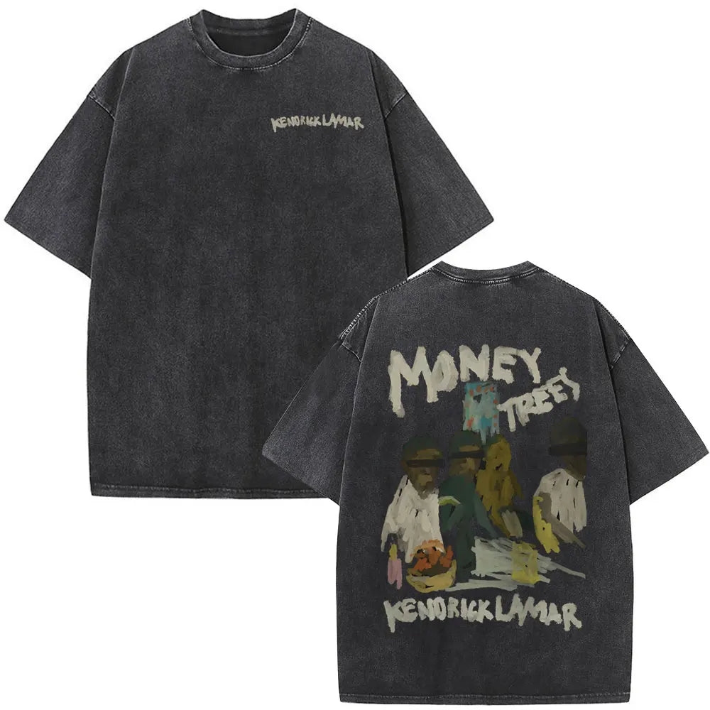 Washed Vintage Rapper Kendrick Lamar Album Merch T-shirts Men's Clothing Hip Hop Retro Oversized T-shirt Fashion Trend Tee Shirt