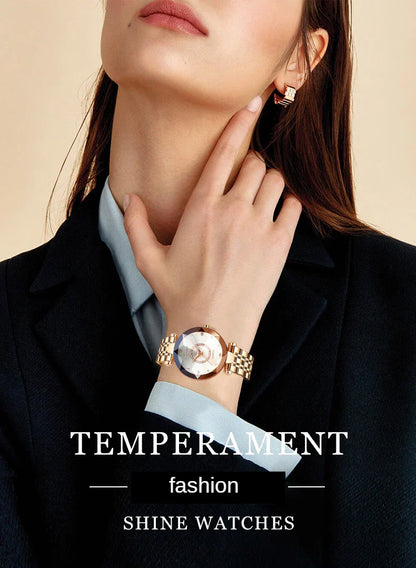 Ocean Star Women Crystal Watch 2025 Top Brand Luxury Rose Gold Women Bracelet Watch For Ladies Wrist Watch Relogio Feminino