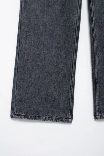 Women's Street Fashion Denim Blue Jeans Distressed Patchwork High Waist Zipper Fly Ripped Retro Long Pants