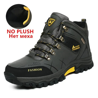 Men Winter Snow Boots Waterproof Leather Sneakers Super  Warm Men's Boots Outdoor Male Hiking Boots Work Shoes Size 39-47