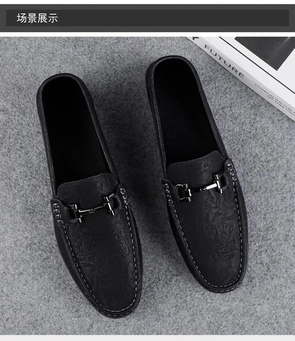 Men's shoes large size simple men's lazy casual shoes for men's black light driving loafers men's shoes leather shoes