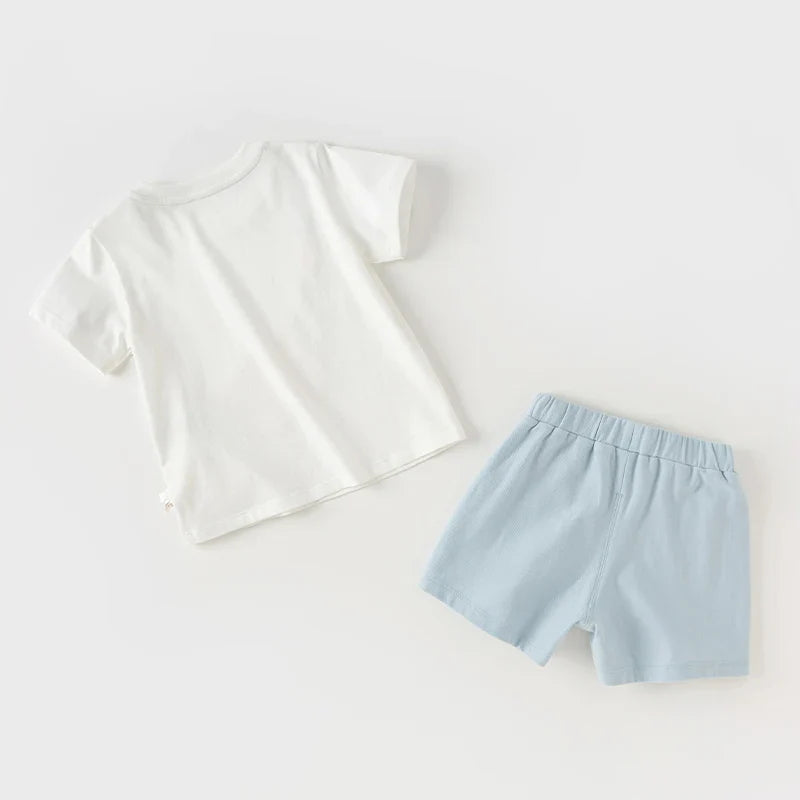 Boy's Suit 2025 New Summer Clothes Children's Short-Sleeved T-shirt Shorts Baby Two-Piece Set Casual Sport DB2240629