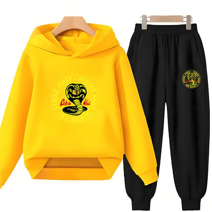 Children's Hoodie+Pants black Children cobra stamp Coat Boys Girls Hoodie Tops Leisure Sweatshirr Toddler 3-12 Year Clothing