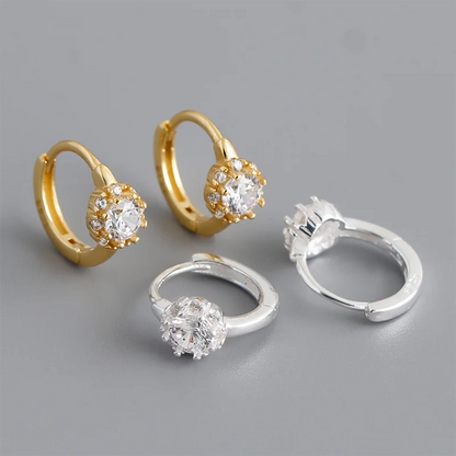925 Sterling Silver Luxury Shiny Zircon Huggies Hoop Earrings for Women Fashion Elegant Charms Wedding Party Jewelry Gift