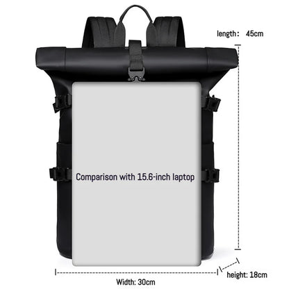 New Shoulder Bag Men's Senior Sense of Business Computer Outdoor Leisure Rolled Edge Travel Backpack Fashion Commuting