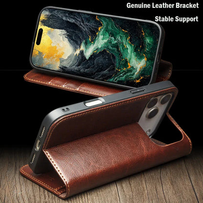 Case for iPhone 17 Pro Max Luxury Ultra Slim Handmade Genuine Leather Wallet Card Slot Flip Cover for iPhone 17 Pro/Air