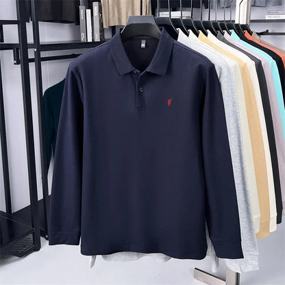 100% Pure Cotton Long Sleeved Men's Polo Shirt Hot Selling Brand Autumn Season Exquisite Pony Embroidery Breathable Top T-shirt