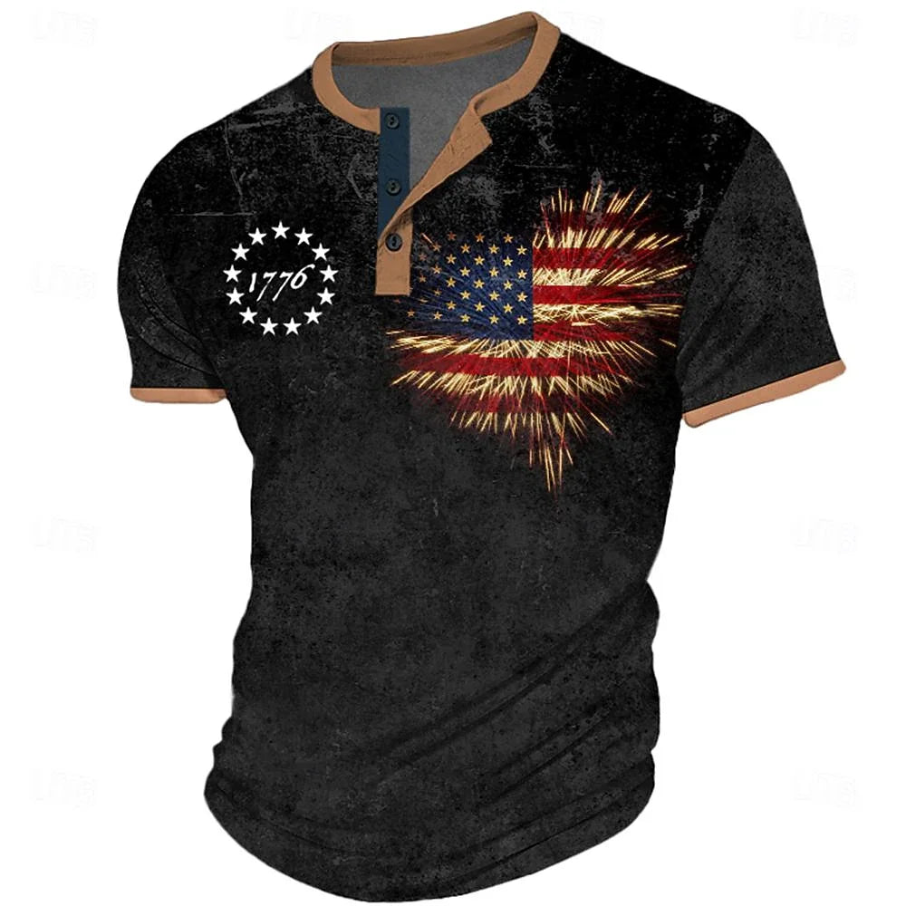 America's 250th Anniversary Men's American Independence Day Graphic American US Flag 1776 T Shirt Short Sleeve 3D Print Sports
