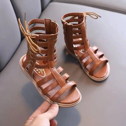 2026 Summer New Girls Beach Princess Roman Sandals Breathable Side Zipper Soft Sole Bestseller
