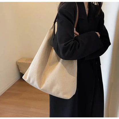 Korean suede bucket bag, women's casual commuting shoulder tote bag, autumn/winter 2025 new underarm set bag