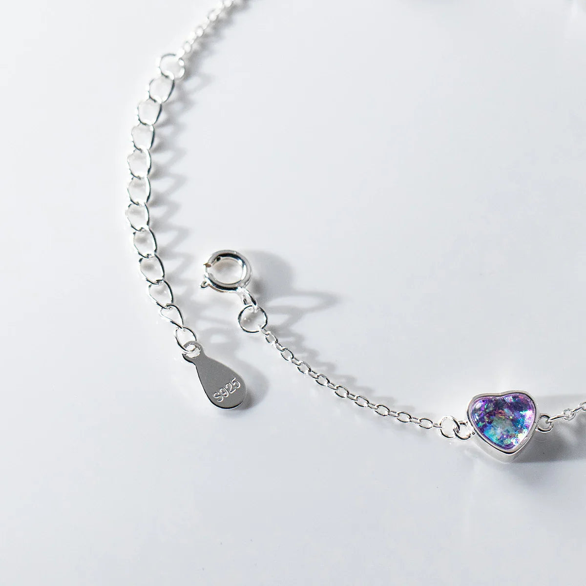 925 Sterling Silver Heart To Heart Colorful Shining CZ Bracelet Adjustable Chain Link For Women Valentine's Day Gifts