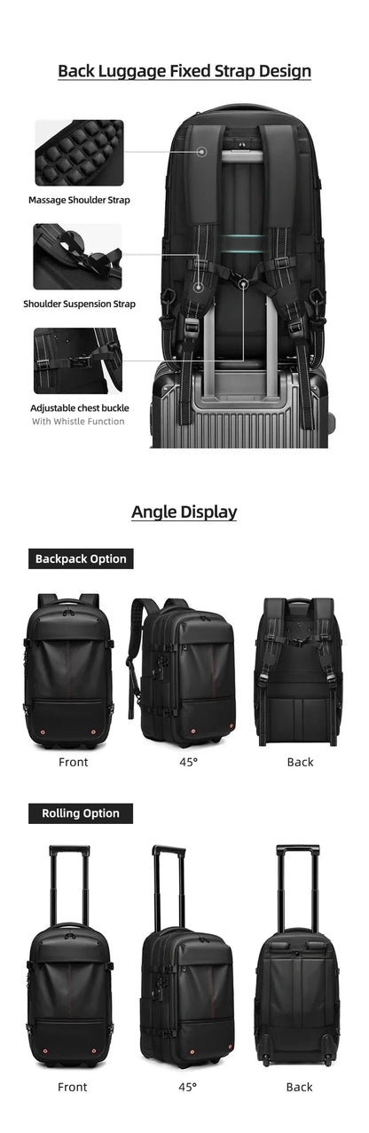 Travel Trolley vacuum compression business backpacks pump for Man Wheeled backpack On wheels luggage Rolling Bags For Boardable