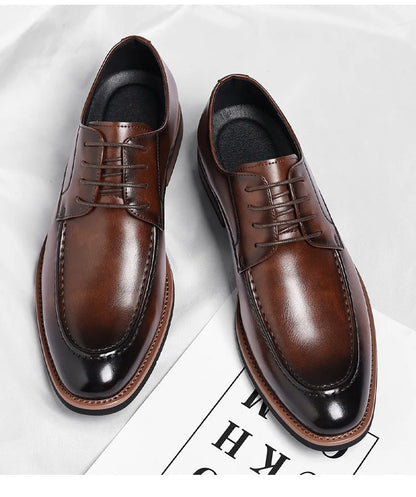 Fashion Designer's New Gentleman's Brown and Black Lace-up Men's Formal Leather Shoes