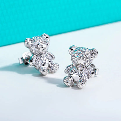 Moissanites Bear Earrings 925 Sterling Silver D Color VVS1 Moissanite Stud Earrings for Woman Jewelry Wholesale