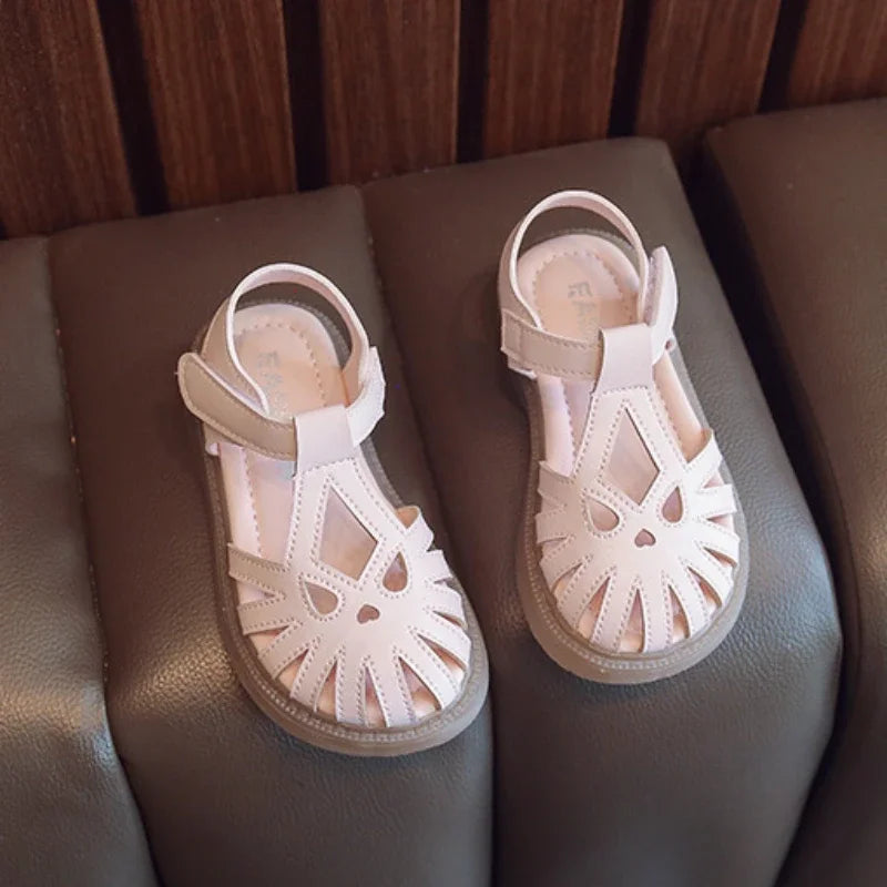 Children's Soft-soled Shoes Summer T-Strap Closed Toe Little Girls Princess Fashion Anti-Slip Korean Style Boys Beach Sandals