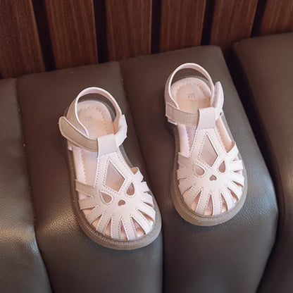 Children's Soft-soled Shoes Summer T-Strap Closed Toe Little Girls Princess Fashion Anti-Slip Korean Style Boys Beach Sandals