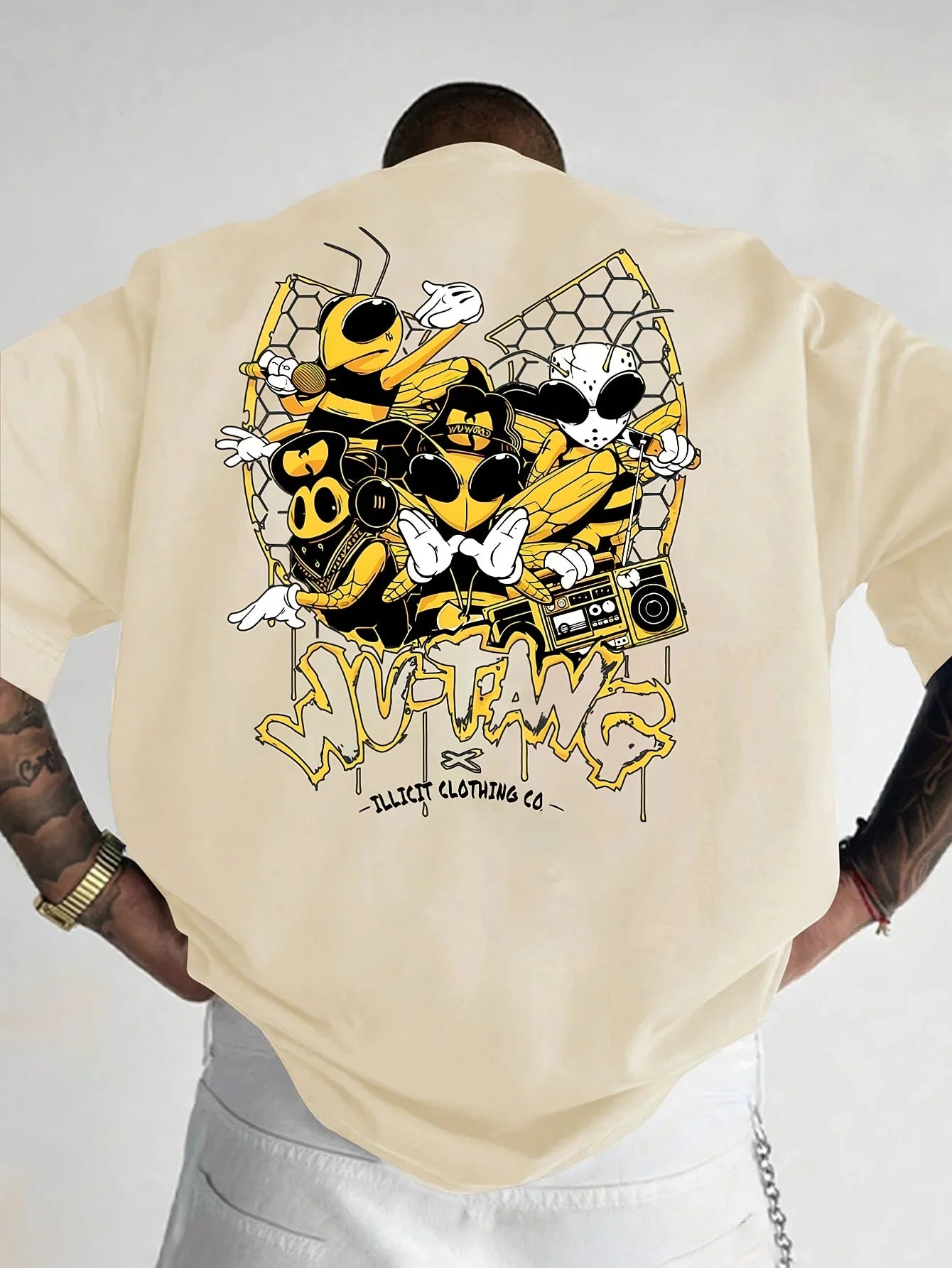 Cartoon Bee Print Tshirts For Men Summer New Casual Round Neck Short Sleeve Tees Fashion Gift Street Trend Tshirts Men Clothing