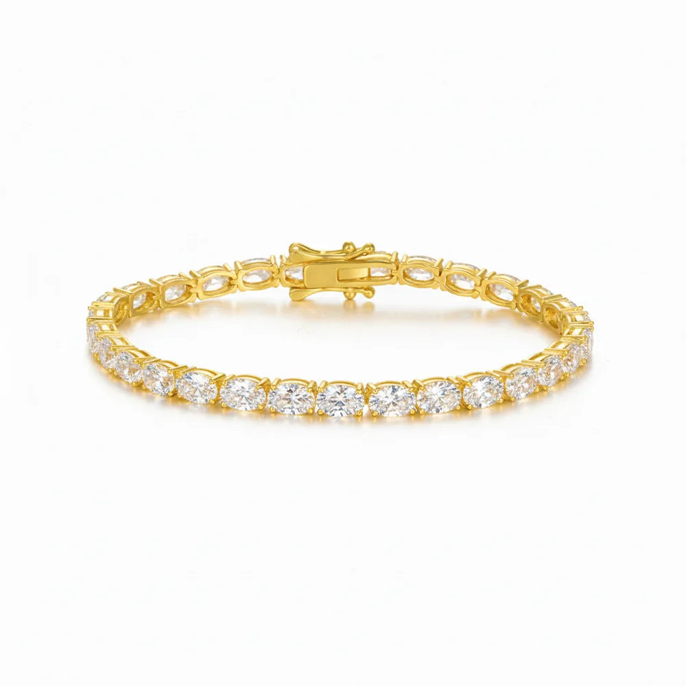 0.3/0.5/1Carat East West Set Oval Cut Moissanite Diamond Tennis Bracelets for Women 925 Sterling Silver Bracelet Anniversary