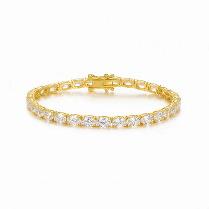 0.3/0.5/1Carat East West Set Oval Cut Moissanite Diamond Tennis Bracelets for Women 925 Sterling Silver Bracelet Anniversary