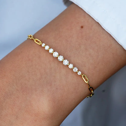 Dainty Full 2/2.5/3mm D Color Moissanite Diamond Link Bracelet for Woman 925 Silver Plated 18k Adjustable Chain Bracelets