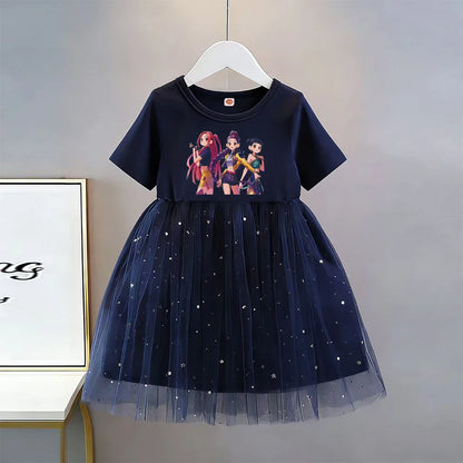 Summer New Girls Short-sleeved Dresses Kids Elegant Princess Dress Dress Baby Princess Girls Dress Children Birthday Party Dress