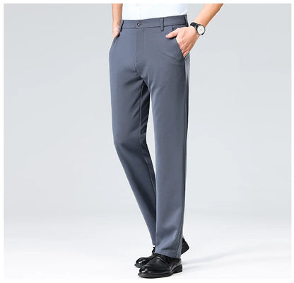 Large Size 52 Mens Casual Pants Elastic Suit Pants Office Trousers Spandex Business Formal Dress Straight Pants