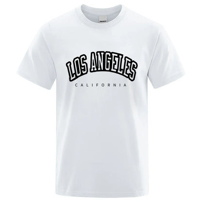 Los Angeles, California Usa City Letter Mens T-Shirts Loose T-Shirts Cotton Breathable T-Shirt Oversized Tops Quality Brand Tops