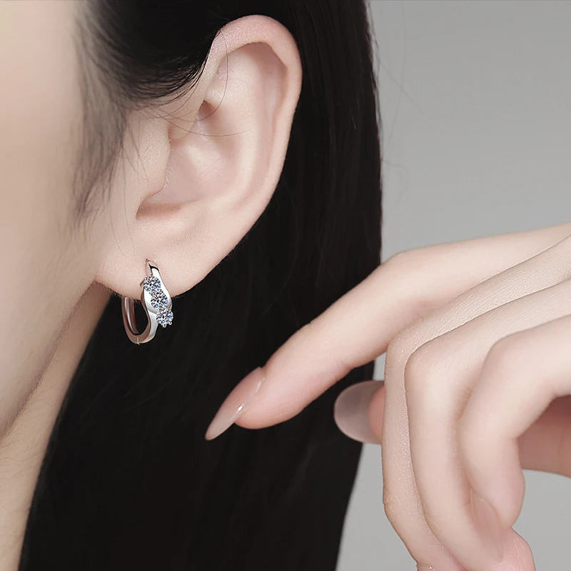 D Color Moissanite Hoop Earrings For Women Wedding Bridal S925 Sterling Silver Stud Earring Wedding Gemstone Jewelry