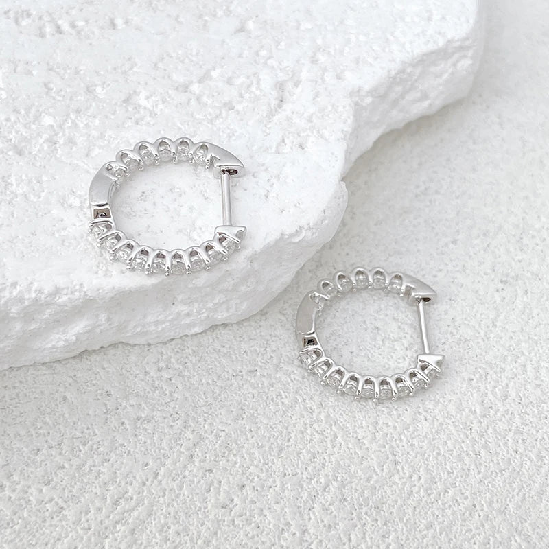 Full 1.5mm D Color Moissanite Ear Hoop Earrings 925 Sterling Silver Earring For Woman Wedding Engagement Trendy Jewelry