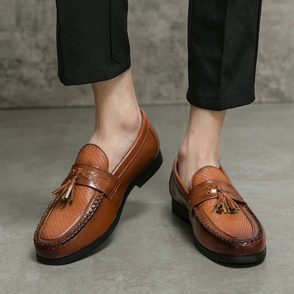 Brown Tassel Leather Shoes for Man Plus Size 38-48 Comfortable Retro Men's Loafers Elegant Casual Business Shoes Man Dress Shoes