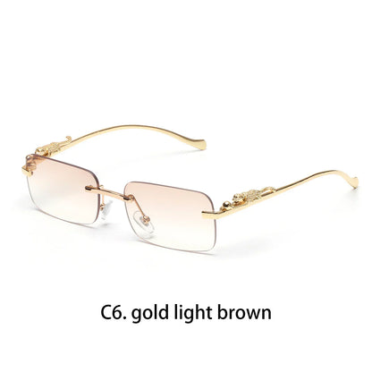 rimless sunglasses UV400 fashion square metal glasses for men women designer man's brand sun glasses shades for outdoor