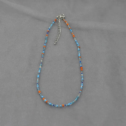 Handmade Rainbow Seed Beads Simple Choker Necklace Candy Color Neck Chain Women's Wild Sweet Colorful Collar Jewelry