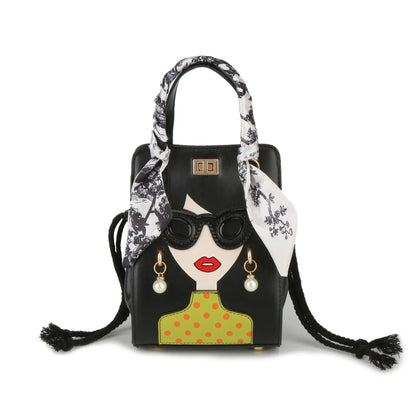 Cartoon Girl Handbag High Quality PU Leather Shoulder Bag for Women Pearl Crossbody Bag Designer Messenger Bag Female Satchel