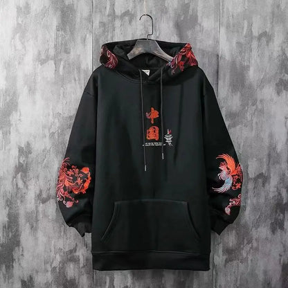 Moletons Pretos com Estampa de Anime Essenciais com Capuz Feminino Estética Coreana Moda Fofa Moletons com Capuz Streetwear para Mulheres