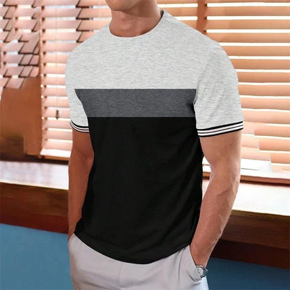 Camiseta masculina de verão, gola redonda, estampada, Harajuku, streetwear, esportiva, casual, manga curta, tamanho grande, top confortável