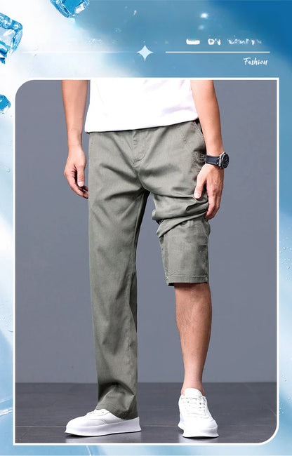 2025 Spring Thin Brand Men's Lyocell Pants Casual Business Straight Elastic Waist Comfortable Trousers Pants for Male