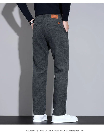 Men's Loose Casual Pants Autumn and Winter New Fashion Pocket Wide-leg Business Pants Comfortable Elastic Waist Stretch Pants