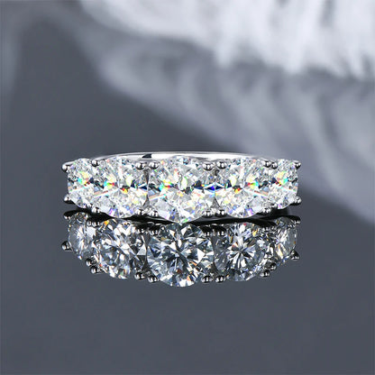 18k Gold Plated D3.6CT 5 Moissanite Stone Rings for Women S925 Sterling Silver Sparkling Diamond Wedding Band Fine Jewelry