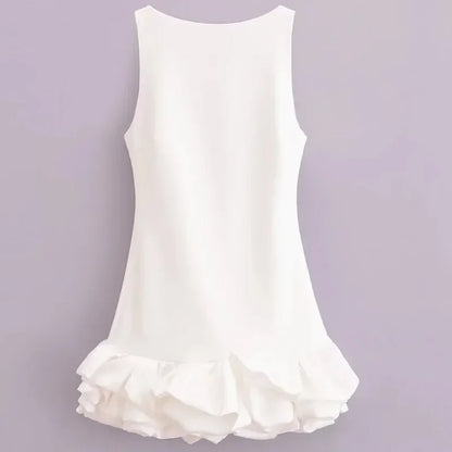 White Short Dress Women's Ruffle Backless Party Dresses Black Red Sleeveless Bodycon Mini Dress Woman Summer Sexy Vestidos