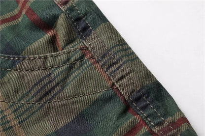2025 Summer Men Shorts Fashion Plaid Beach Shorts Mens Casual Shorts Military Short Pants Male Bermuda Cargo Overalls No belt