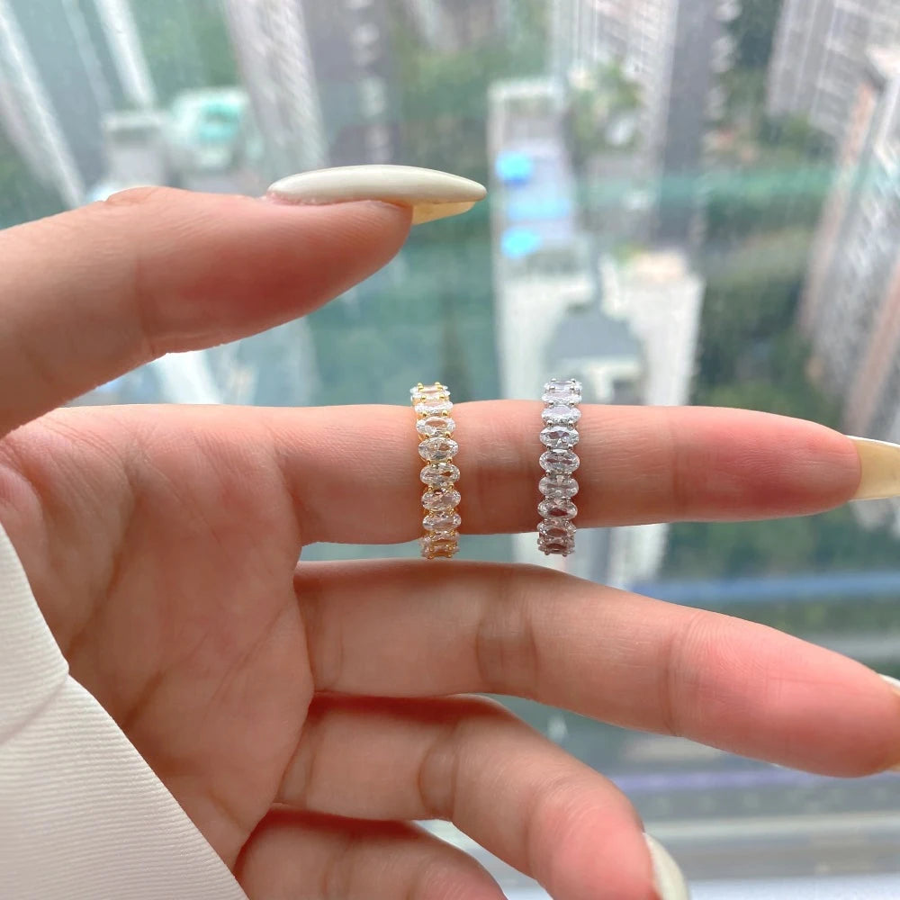 D VVS1 3*5mm Oval Moissanite Rings for Women Men Engagement Wedding Eternity Bands with GRA s925 Sliver Plated 18k Ring