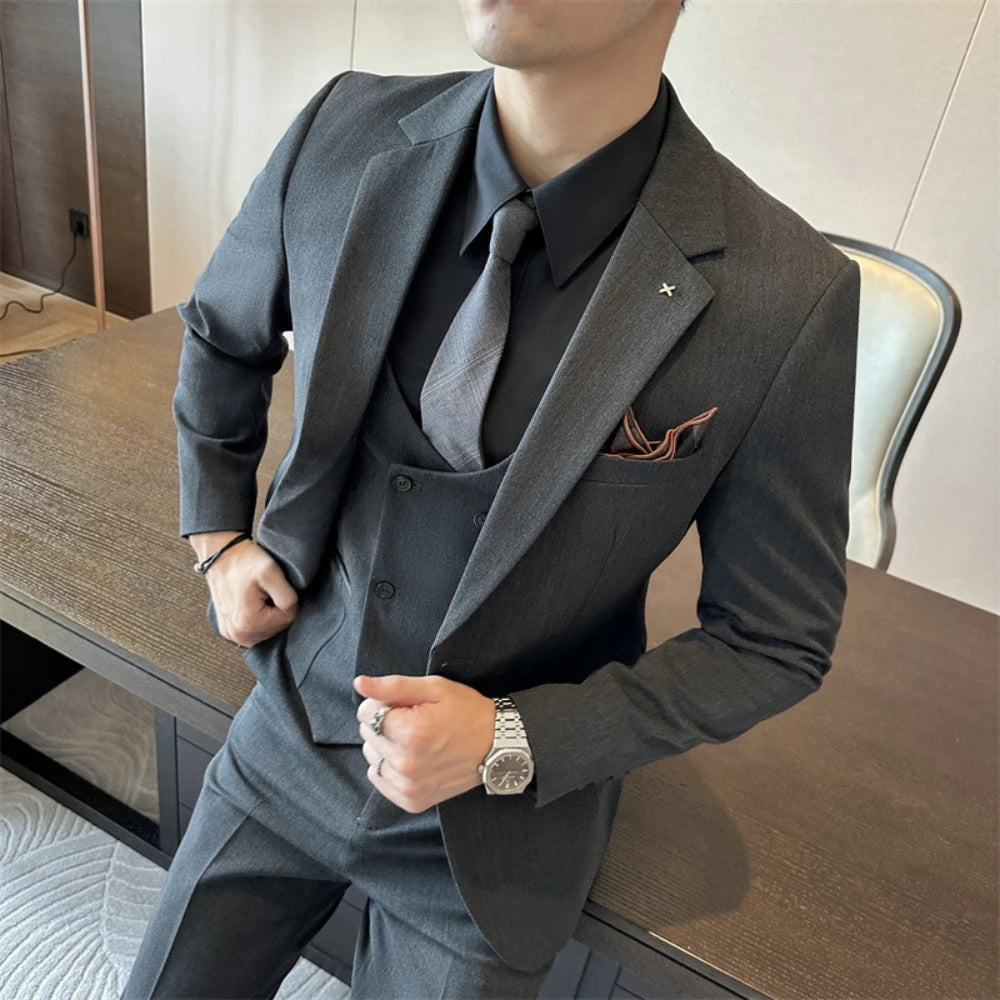 Intricate Autumn Three Pieces Men's Suit Formal Occasions Single Breasted Banquet Vocation Groom Wear Party Charming Tuxedo