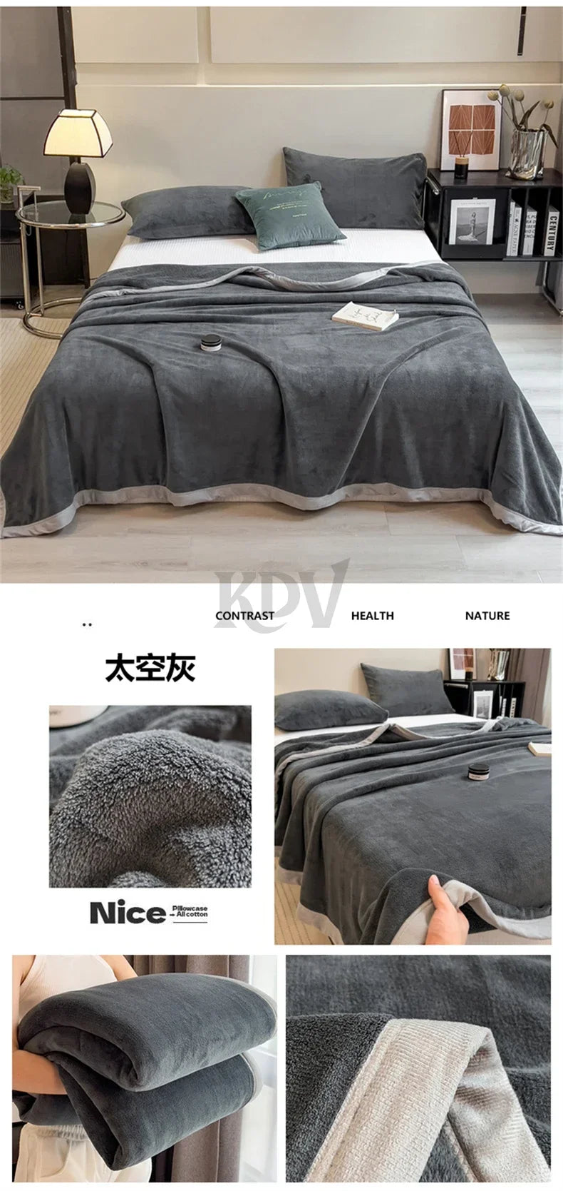 Double Layer Solid Color Milk Velvet Blanket Autumn Winter Thicken Warm Plush Blanket for Bed Sofa Single Double Thick Bed Sheet