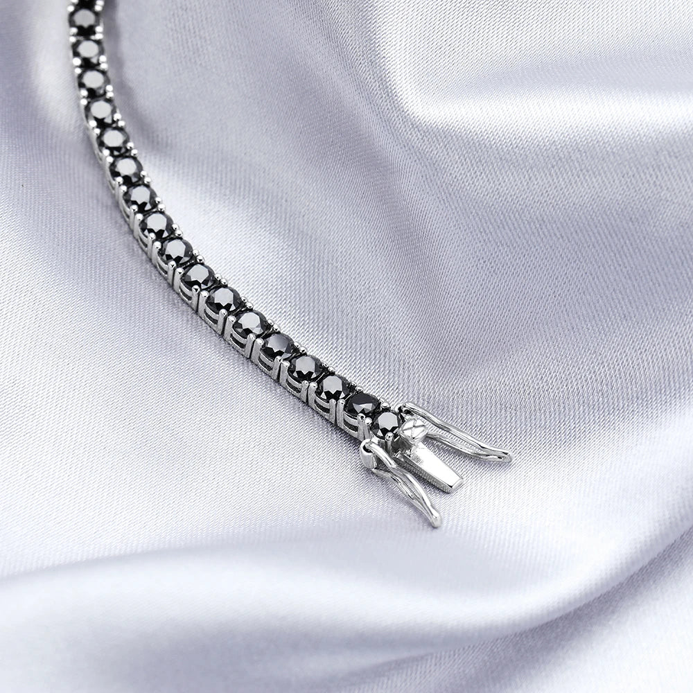 3mm 0.1CT Gradient Color Black Grey White Moissanite Diamond Tennis Bracelet for Men Women Unisex 925 Silver Link Bracelets