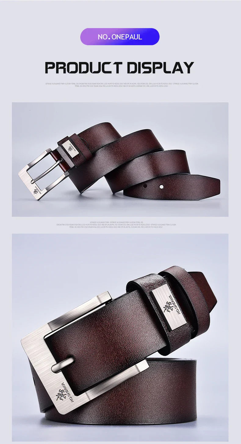 Men's Cow Leather Belts Luxury Strap Male Belts For Fashion Classice Vintage Pin Buckle Men Belt High Quality